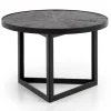 Rootz Industrial Design Sofabord - Rundt bord - Trekantet stel - Håndlavet - Mangotræ - Unikt - 58cm x 58cm x 40cm