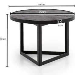 Rootz Industrial Design Sofabord - Rundt bord - Trekantet stel - Håndlavet - Mangotræ - Unikt - 58cm x 58cm x 40cm