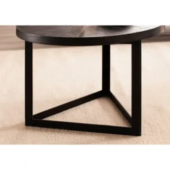 Rootz Industrial Design Sofabord - Rundt bord - Trekantet stel - Håndlavet - Mangotræ - Unikt - 58cm x 58cm x 40cm