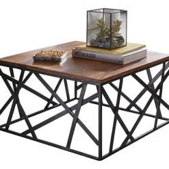Rootz Industrial Sofabord - Metalstel - Stuebord - Træ - 60 x 35 x 60 cm