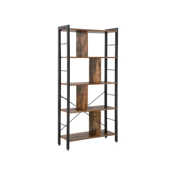 Rootz Industrial Style 4-hylde bogreol - Vintage Brun-Sort - Spånplade stål - 74 cm x 30 cm x 154,5 cm - Opbevaring til hjemmekontor - Industrielt des | Fyndiq