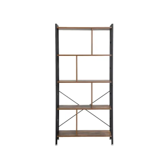 Rootz Industrial Style 4-hylde bogreol - Vintage Brun-Sort - Spånplade stål - 74 cm x 30 cm x 154,5 cm - Opbevaring til hjemmekontor - Industrielt des | Fyndiq