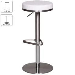 Rootz justerbar barstol - Moderne skammel - Højdejusterbar skammel - Rustfrit stål - Komfortable siddepladser - 57 cm x 36 cm x 82 cm