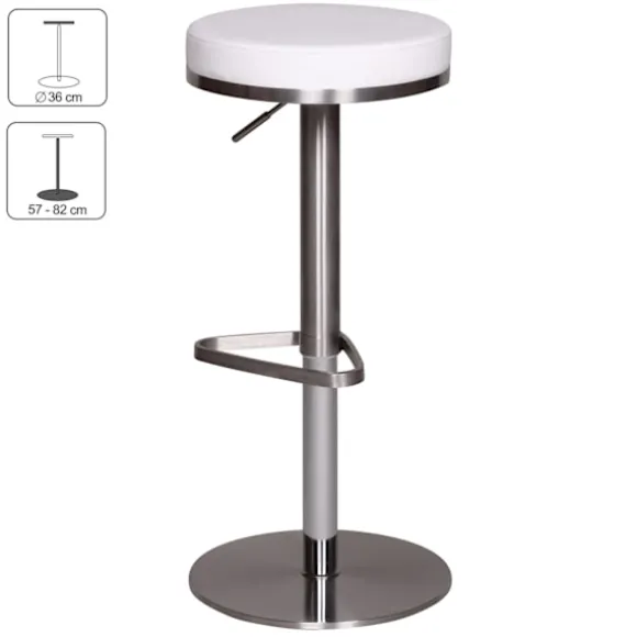 Rootz justerbar barstol - Moderne skammel - Højdejusterbar skammel - Rustfrit stål - Komfortable siddepladser - 57 cm x 36 cm x 82 cm