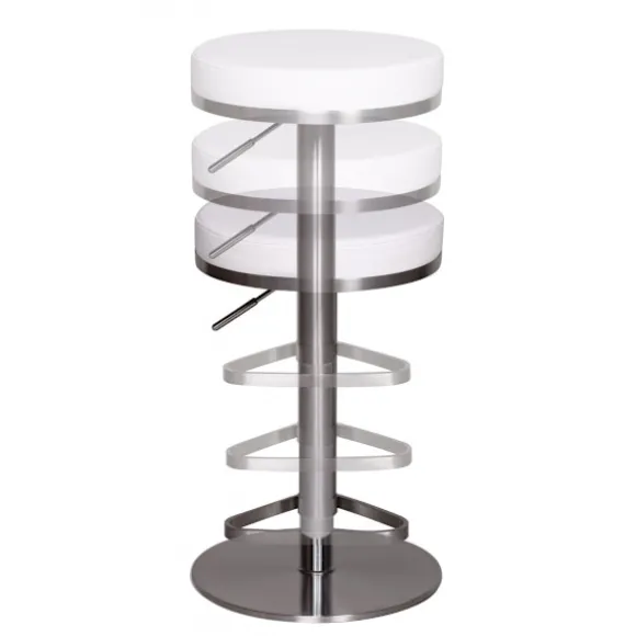 Rootz justerbar barstol - Moderne skammel - Højdejusterbar skammel - Rustfrit stål - Komfortable siddepladser - 57 cm x 36 cm x 82 cm