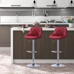 Rootz Justerbar Barstol i imiteret læder - Bordstol - Drejeligt sæde - Højdejusterbar, 360° rotation, Ergonomisk komfort - 84cm til 106cm x 38cm x 35c | Fyndiq