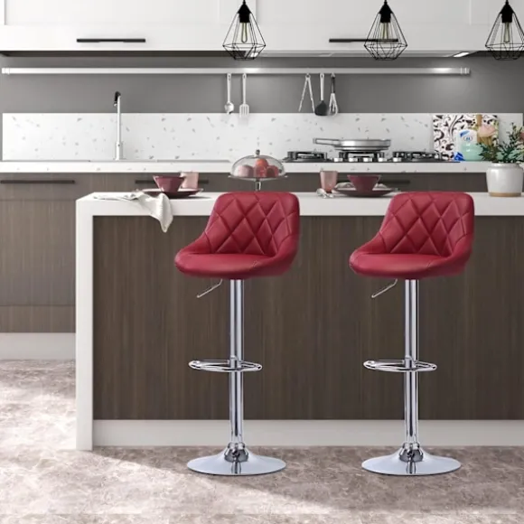 Rootz Justerbar Barstol i imiteret læder - Bordstol - Drejeligt sæde - Højdejusterbar, 360° rotation, Ergonomisk komfort - 84cm til 106cm x 38cm x 35c | Fyndiq