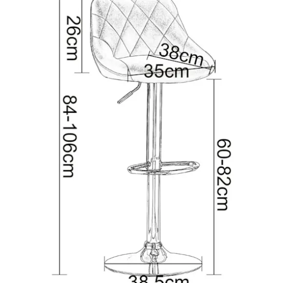 Rootz Justerbar Barstol i imiteret læder - Bordstol - Drejeligt sæde - Højdejusterbar, 360° rotation, Ergonomisk komfort - 84cm til 106cm x 38cm x 35c | Fyndiq