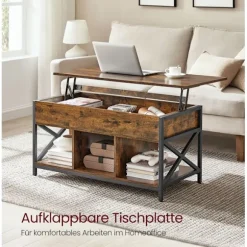 Rootz Justerbar sofabord - Brun -sort - Højde -justerbar bord - Træspanel - 50 x 100 cm x 46,5-62 cm