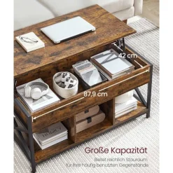 Rootz Justerbar sofabord - Brun -sort - Højde -justerbar bord - Træspanel - 50 x 100 cm x 46,5-62 cm