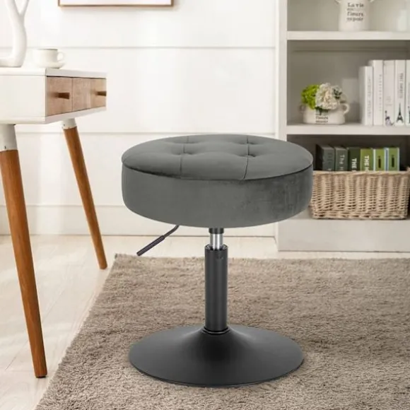 Rootz Justerbar Velvet Barstol - Skrankestol - Drejelig skammel - Holdbar, Moderne, Multifunktionel - Sædediameter 39,5 cm, Højde 49,5-65 cm, Basediam | Fyndiq