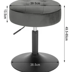 Rootz Justerbar Velvet Barstol - Skrankestol - Drejelig skammel - Holdbar, Moderne, Multifunktionel - Sædediameter 39,5 cm, Højde 49,5-65 cm, Basediam | Fyndiq