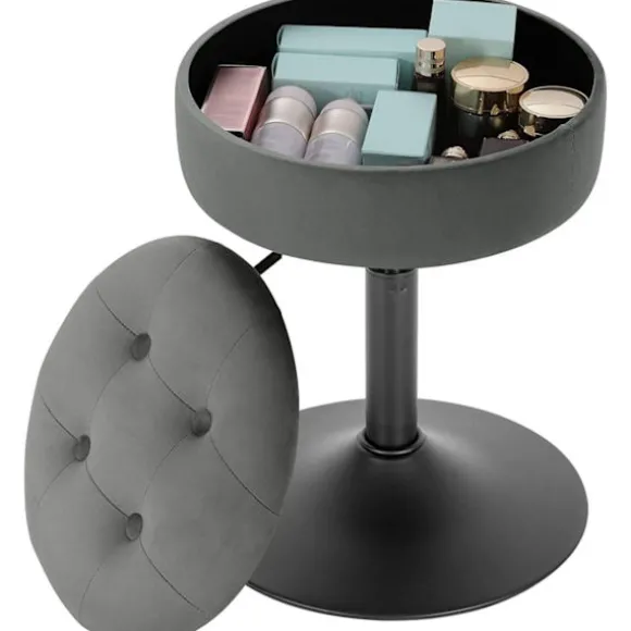Rootz Justerbar Velvet Barstol - Skrankestol - Drejelig skammel - Holdbar, Moderne, Multifunktionel - Sædediameter 39,5 cm, Højde 49,5-65 cm, Basediam | Fyndiq