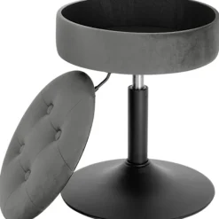 Rootz Justerbar Velvet Barstol - Skrankestol - Drejelig skammel - Holdbar, Moderne, Multifunktionel - Sædediameter 39,5 cm, Højde 49,5-65 cm, Basediam | Fyndiq