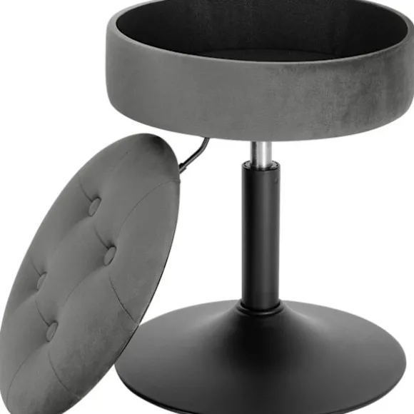 Rootz Justerbar Velvet Barstol - Skrankestol - Drejelig skammel - Holdbar, Moderne, Multifunktionel - Sædediameter 39,5 cm, Højde 49,5-65 cm, Basediam | Fyndiq