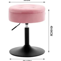 Rootz Justerbar Velvet Barstol - Bordstol - Køkkentaburet - Holdbar, moderne, multifunktionel - Opbevaringsplads - 39,5 cm x 49,5-65 cm x 38,5 cm