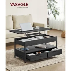 Rootz Justerbart Sofabord - Antracit Grå-Ink Sort - Spånplade stål - Stort 50 x 100 cm - Højde 48-63 cm - Letvægt 25,6 kg - Max belastning 136 kg