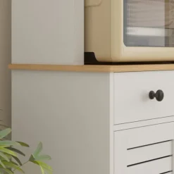 Rootz Kitchen Cabinet med glasdøre - Opbevaring af opvask - Spisestueskab - rigelig opbevaring - 68 x 39,5 x 170 cm, hvidbrun
