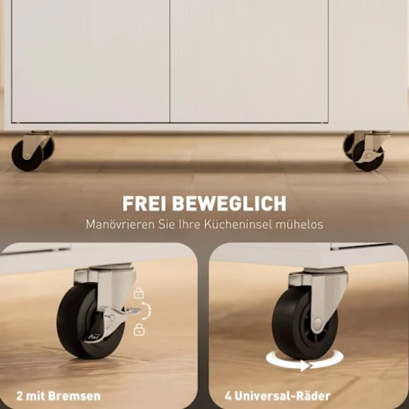 Rootz Kitchen Cart med skuffe - Mobil opbevaring - Alsidig vogn - Justerbare hylder - 82 x 38 x 86,5 cm - Hvid og brun