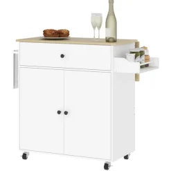 Rootz Kitchen Cart med skuffe - Kitchen Island - Serveringsvogn - Alsidig opbevaring - 106 cm x 42 cm x 87 cm