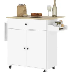 Rootz Kitchen Cart med skuffe - Kitchen Island - Serveringsvogn - Alsidig opbevaring - 106 cm x 42 cm x 87 cm