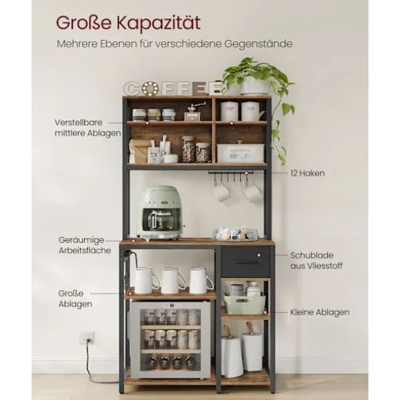 Rootz Kitchen hylde - Opbevaringsstativ - Arrangør - Vintage Design - 40 cm x 80 cm x 180,4 cm