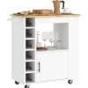 Rootz Kitchen Trolley - Rolling Island - Bærbar vogn - Vinstativer & opbevaring - Rubberwood Top - 83L X 40W X 83H CM