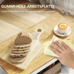 Rootz Kitchen Trolley - Rolling Island - Bærbar vogn - Vinstativer & opbevaring - Rubberwood Top - 83L X 40W X 83H CM