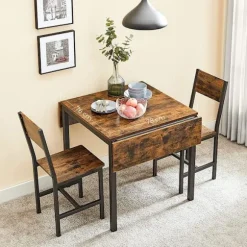 Rootz Køkkenbord - Køkkenbord i industriel stil - Spisebord - Morgenmadsbord - Trækøkkenbord - Spånplade - Stål - Brun-sort - 120 x 78 x 76,2 cm (L x | Fyndiq