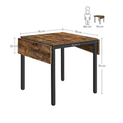 Rootz Køkkenbord - Køkkenbord i industriel stil - Spisebord - Morgenmadsbord - Trækøkkenbord - Spånplade - Stål - Brun-sort - 120 x 78 x 76,2 cm (L x | Fyndiq