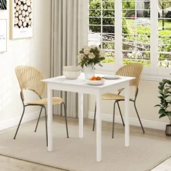 Rootz Køkkenbord - Spisebord - Firkantet bord - Moderne Design - Massivt fyrretræ - 75cm x 75cm x 76cm - Hvid