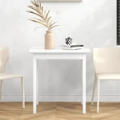 Rootz Køkkenbord - Spisebord - Firkantet bord - Moderne Design - Massivt fyrretræ - 75cm x 75cm x 76cm - Hvid
