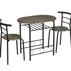 Rootz køkkenbordssæt - spisestuesæt - 3-delt bistrosæt - 1 bord - 2 stole - MDF/metal - Sort - 80 cm x 53 cm x 74,5 cm