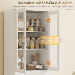 Rootz Køkkenbuffetskab – Opbevaringsskab – Pantryskab – Justerbare hylder – Silent Close – 60x35x180cm – Hvid
