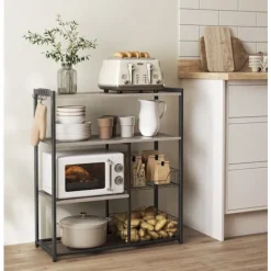 Rootz Køkkenhylde - Organizerstativ - Opbevaringsenhed - Spånpladestål - Greige Sort - 35cm x 80cm x 95cm - 20kg Kapacitet