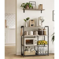 Rootz Køkkenhylde - Organizerstativ - Opbevaringsenhed - Spånpladestål - Greige Sort - 35cm x 80cm x 95cm - 20kg Kapacitet