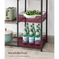 Rootz Køkkenhylde - Organizerstativ - Opbevaringsenhed - Spånpladestål - Greige Sort - 35cm x 80cm x 95cm - 20kg Kapacitet