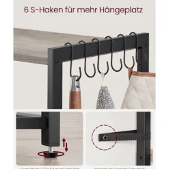 Rootz Køkkenhylde - Organizerstativ - Opbevaringsenhed - Spånpladestål - Greige Sort - 35cm x 80cm x 95cm - 20kg Kapacitet