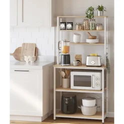 Rootz køkkenhylde med 6 hylder og 6 kroge - Pantry-stativ - Opbevaringsorganisator - Spånplader og stål - 40 cm x 80 cm x 167 cm