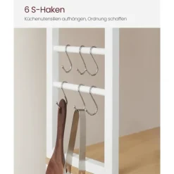 Rootz køkkenhylde med 6 hylder og 6 kroge - Pantry-stativ - Opbevaringsorganisator - Spånplader og stål - 40 cm x 80 cm x 167 cm