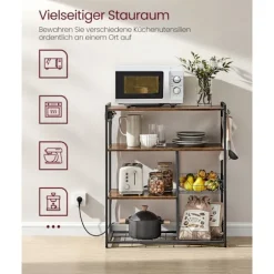 Rootz køkkenhylde med fatninger Vintage brun og blæk sort - Spånplade stål - Organizer - 35cm x 80cm x 93,5cm