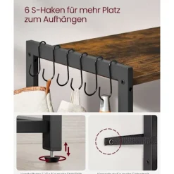 Rootz køkkenhylde med fatninger Vintage brun og blæk sort - Spånplade stål - Organizer - 35cm x 80cm x 93,5cm