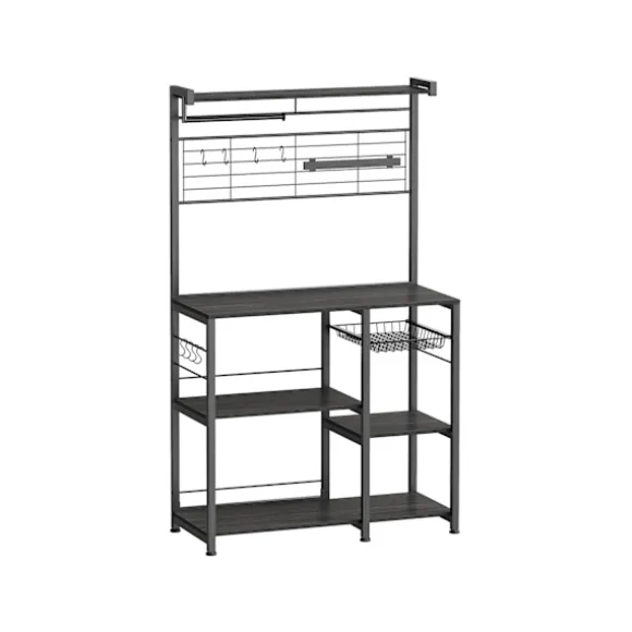 Rootz køkkenhylde med magnetstribe 12 kroge Ibenholt-sort - Spånpladestål Holdbar opbevaring - 42 cm x 90 cm x 167,3 cm
