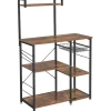 Rootz Køkkenhylde med metalkurv - Bagerhylde med 6 S-kroge og hylder - Mikrobølgehylde - Krydderihylde - Stativ til gryder og pander, Industrielt desi | Fyndiq
