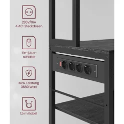 Rootz køkkenhylde med stikkontakter - opbevaringsenhed - multifunktionelt rack - høj kapacitet - 40 cm x 100 cm x 180,4 cm