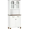 Rootz Køkkenskab - Buffet - 2 skuffer - 2 skabsrum - Klassisk design - Hvid + Mørkebrun - 76 x 38 x 182 cm