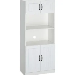 Rootz Køkkenskab - Køkkenbuffetskab - Country House Style - 2 skabe - 2 hylder - Spånplade - Hvid - 70 Cm X 40 Cm X 170 Cm