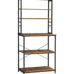 Rootz Køkkenskab - Køkkenstativ - 6 kroge - Metal - Industriel - Brun - Sort - 80 x 40 x 167 cm