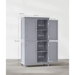 Rootz Køkkenskab - Opbevaringsenhed - Pantry Organizer - 4 døre - Justerbare hylder - 180cm x 80cm x 40cm