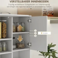 Rootz Køkkenskab - Pantry Skab - Opbevaring Organizer - MDF Konstruktion - Hvid - 89cm x 39,5cm x 168cm